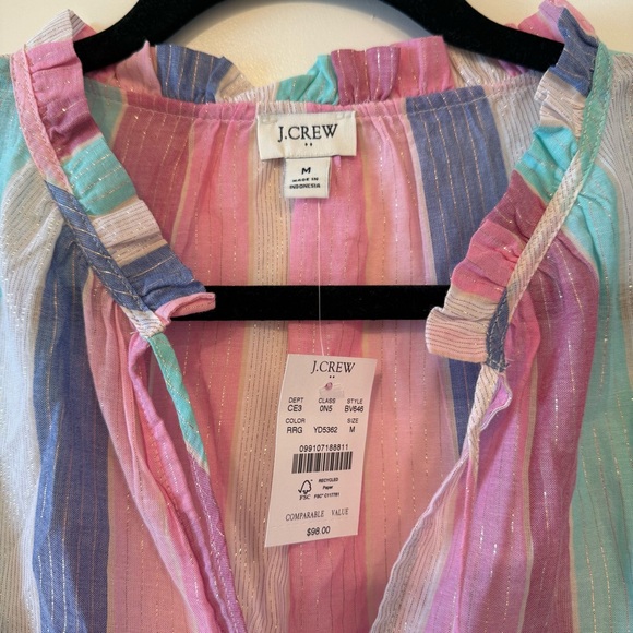 J.Crew Factory ruffle shimmer beach dress with tassel tie Size Medium NWT - Picture 6 of 8